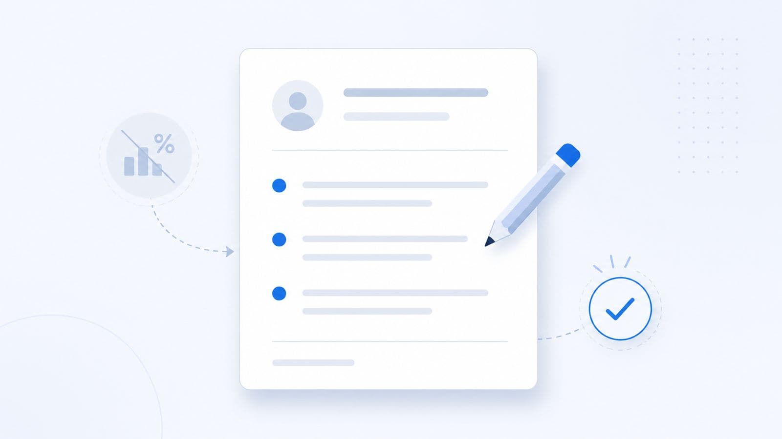 Resume page with bullet points being edited without relying on percentage metrics
