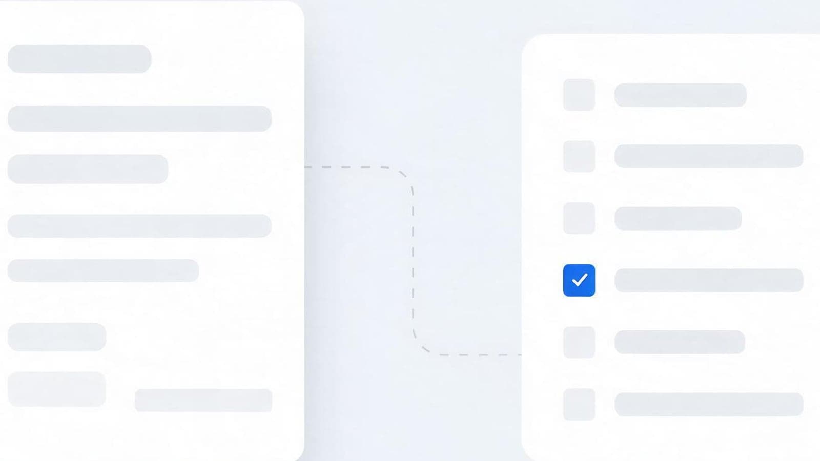 Illustration of a resume document beside a checklist panel, one item marked in blue